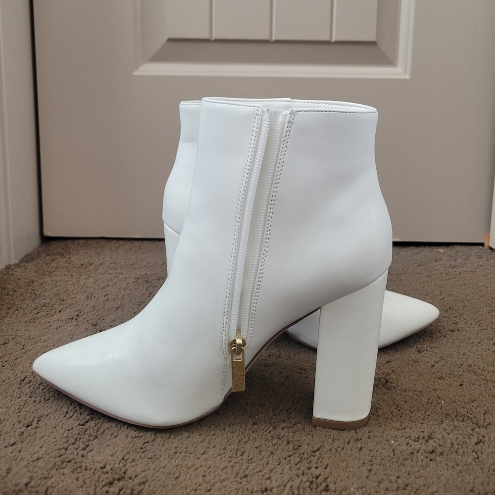 JustFab White Heeled Ankle Boots